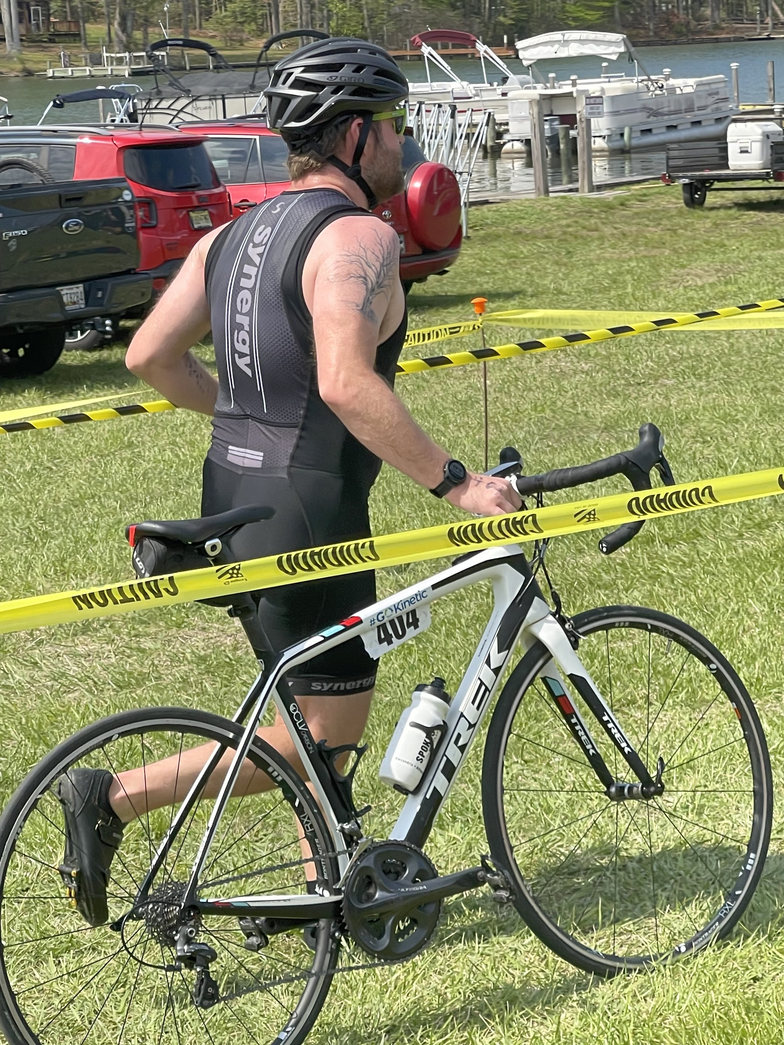 Getting ready to ride my bike, but really just happy to no longer be swimming. 